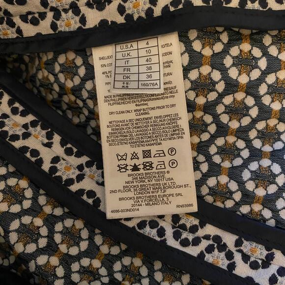 Brooks Brothers Petite Floral Jacquard Cropped Jacket Blazer Blue White SZ 4 - Picture 10 of 12